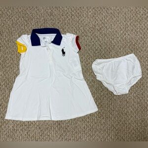 Ralph Lauren White Polo Dress with Contrast Pop Collar Detail